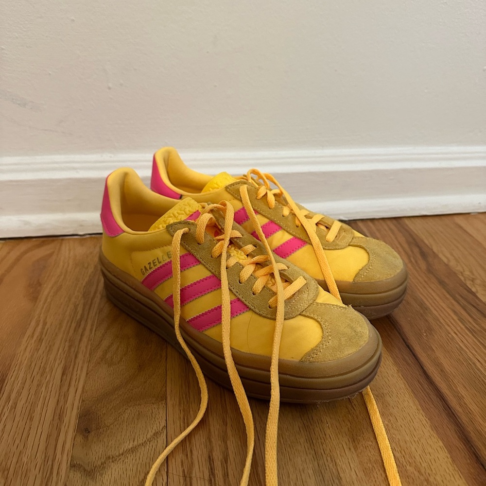 Adidas Bright Yellow and Pink Sneakers